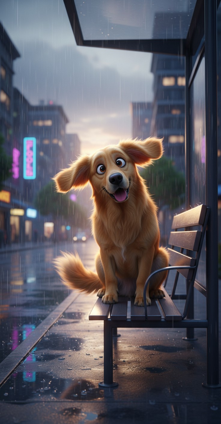 A Loyal Friend at the Bus Stop