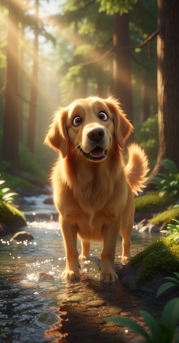 The Lost Black Dog in the Woods