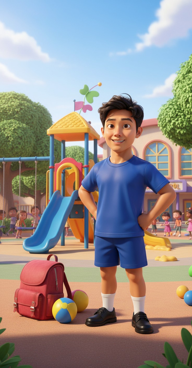 Anak-anak Bermain di Taman Sekolah