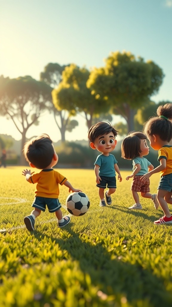 Children's Fun Football Game in the Park