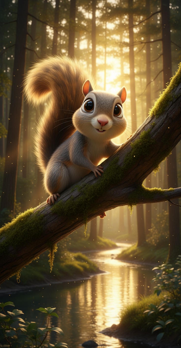 Tupai dikejar Buaya di Sungai Hutan