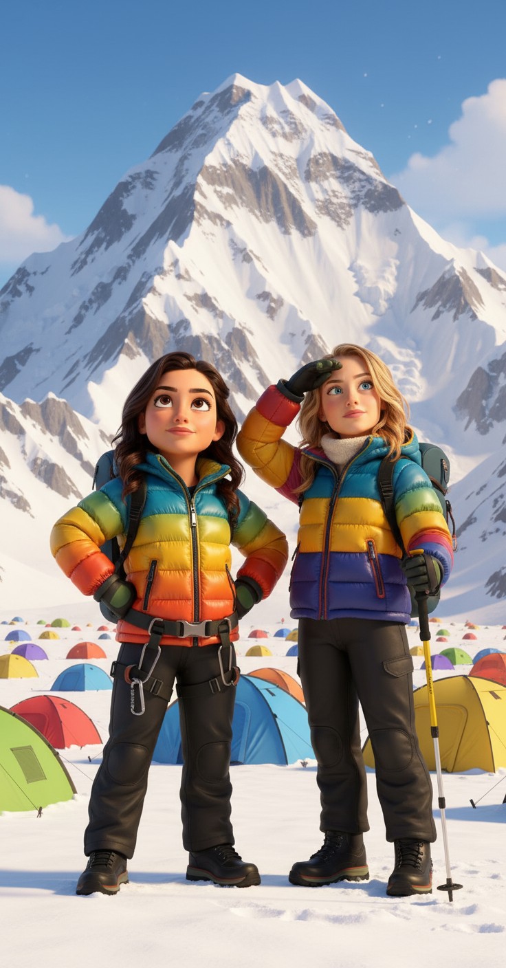 Climbing Everest: Chloe, Ava, and Their Camel