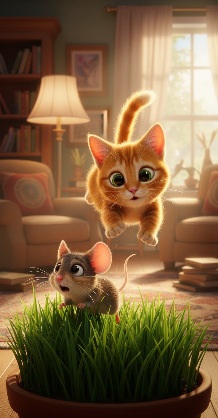 The Cat's Gourmet Chase: A Fat Cat vs. a Fat Mouse