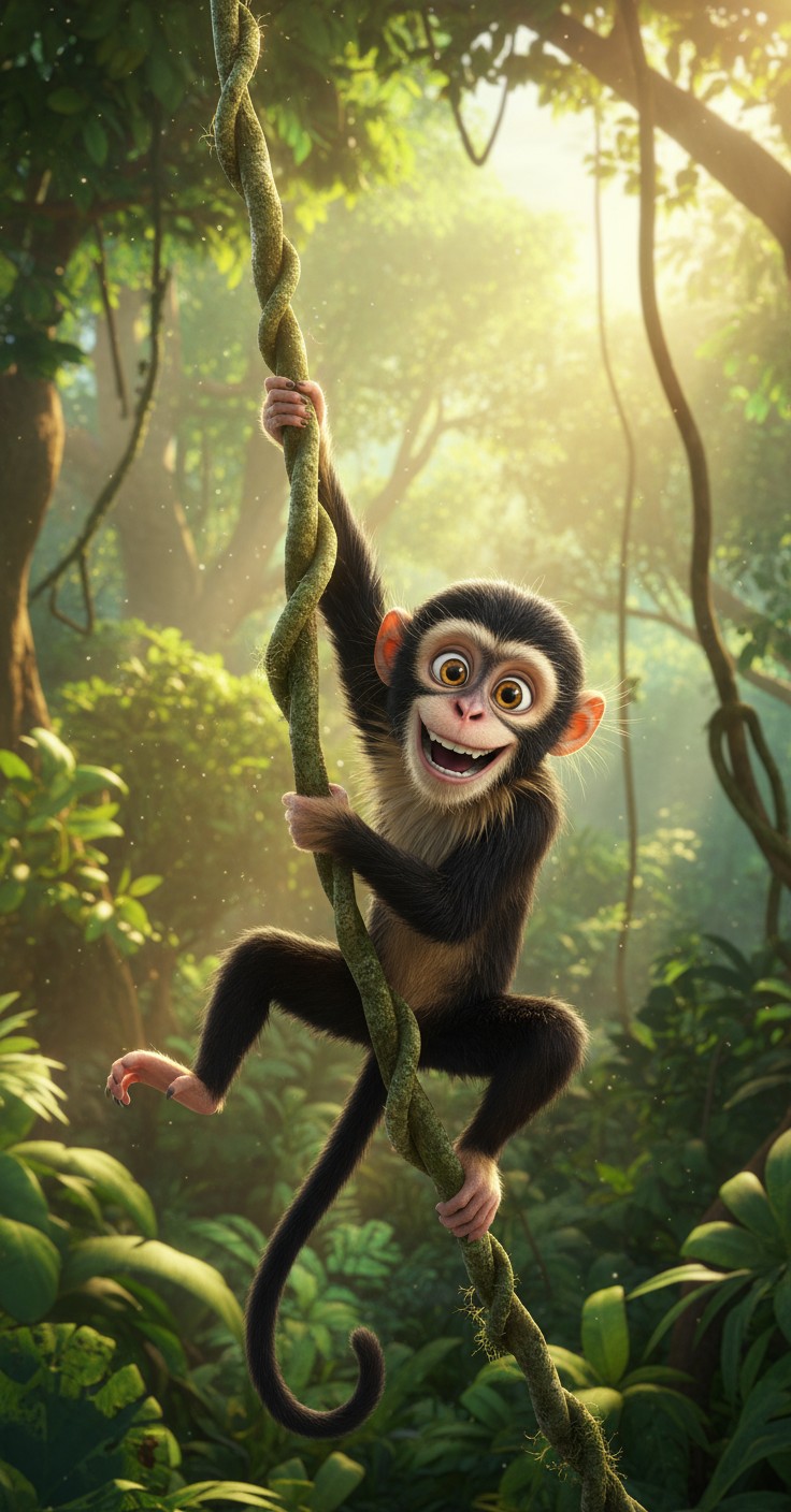 Sneaky Monkey Steals Bananas!