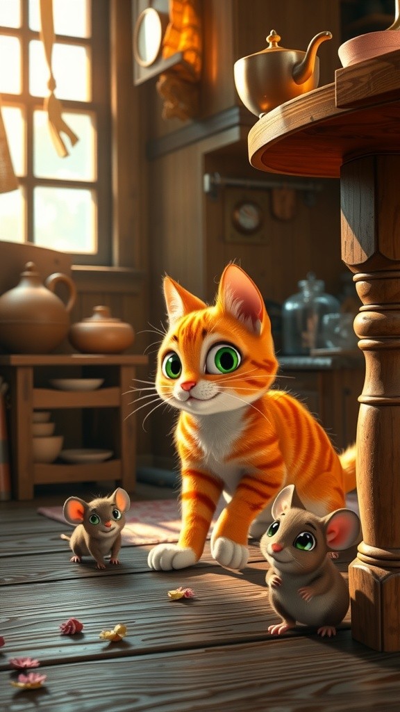 Persahabatan Kucing dan Tikus di Dapur