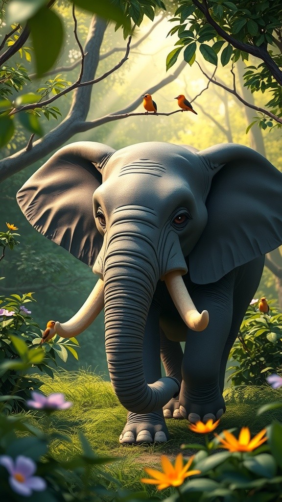 Persahabatan Gajah dan Monyet di Hutan Indah