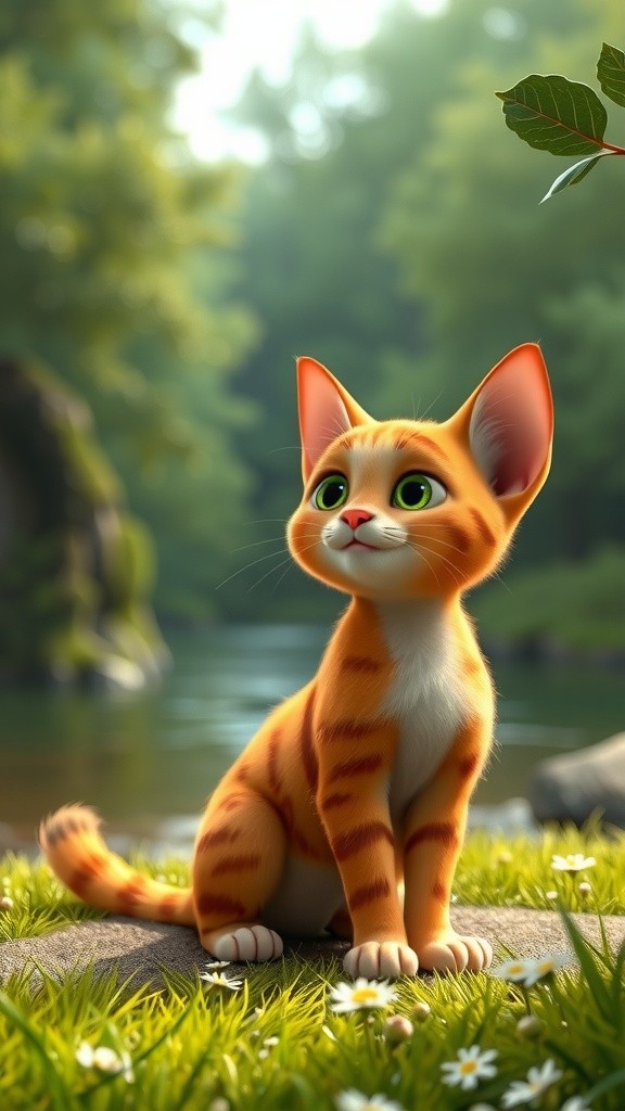 Kucing Oranye di Tepi Sungai