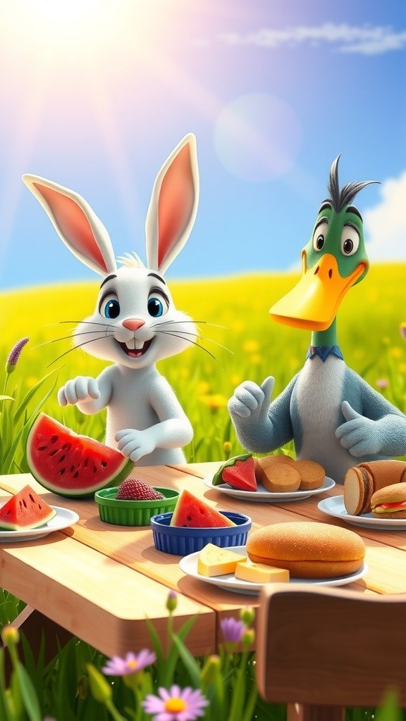 When a Rabbit and Duck Have a Mukbang: A Peaceful Feast!