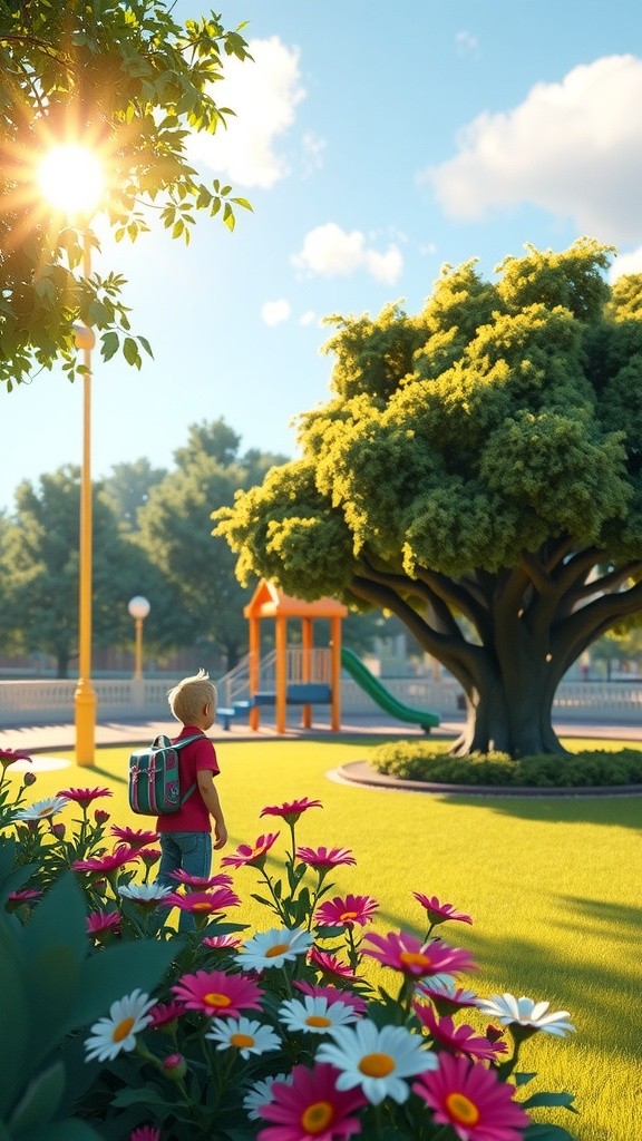 Anak Kecil dan Kucing di Taman