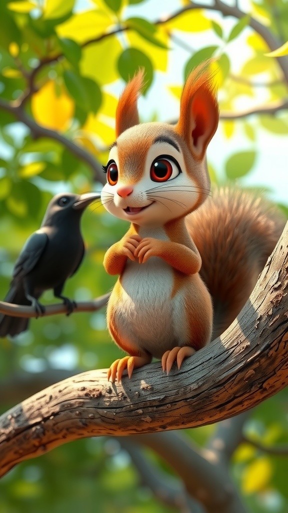 मेहनत और मित्रता: गिलहरी और कौआ की कहानी