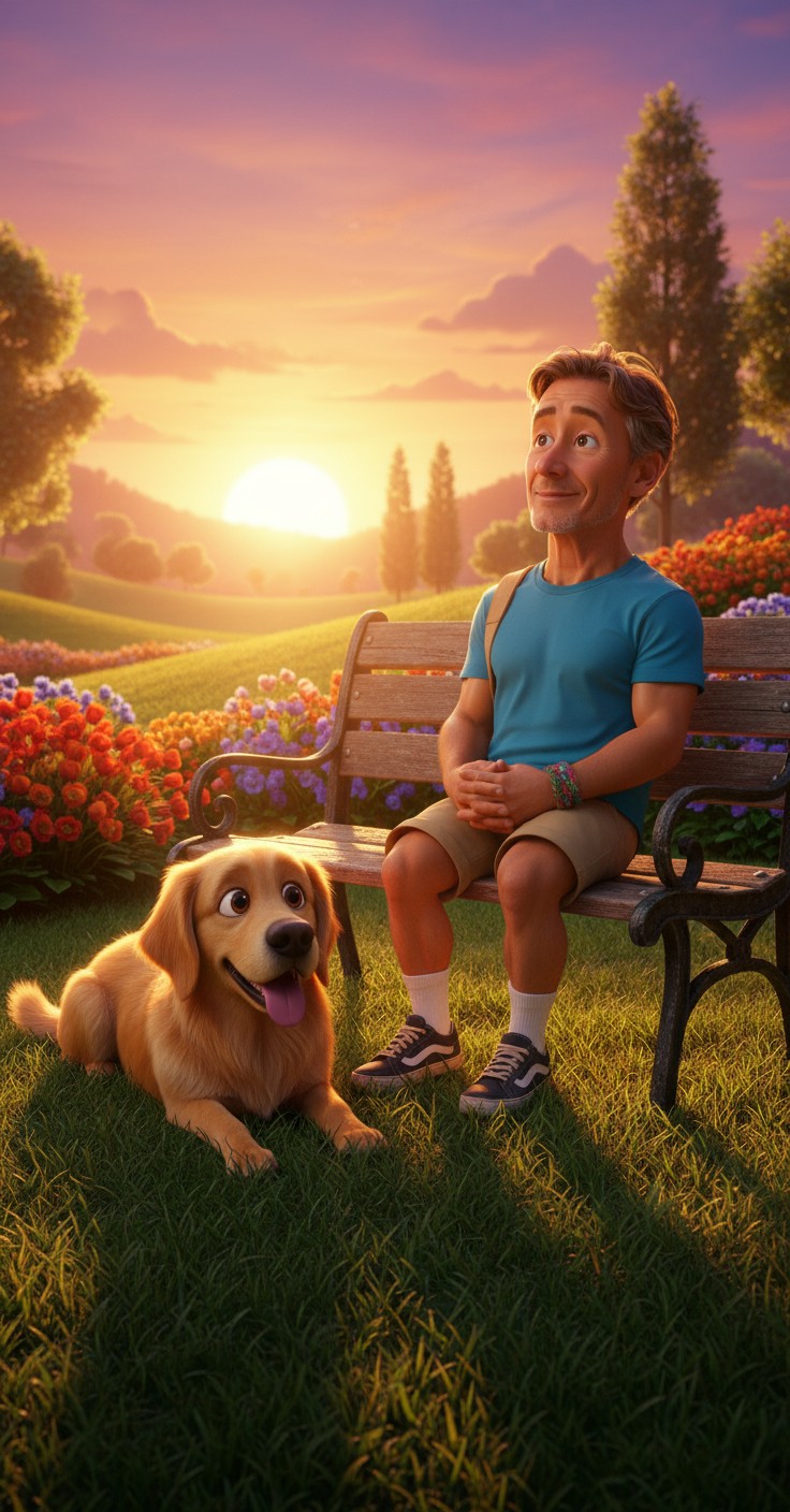 3D Cartoon: Boy and Dog in Park Adventure