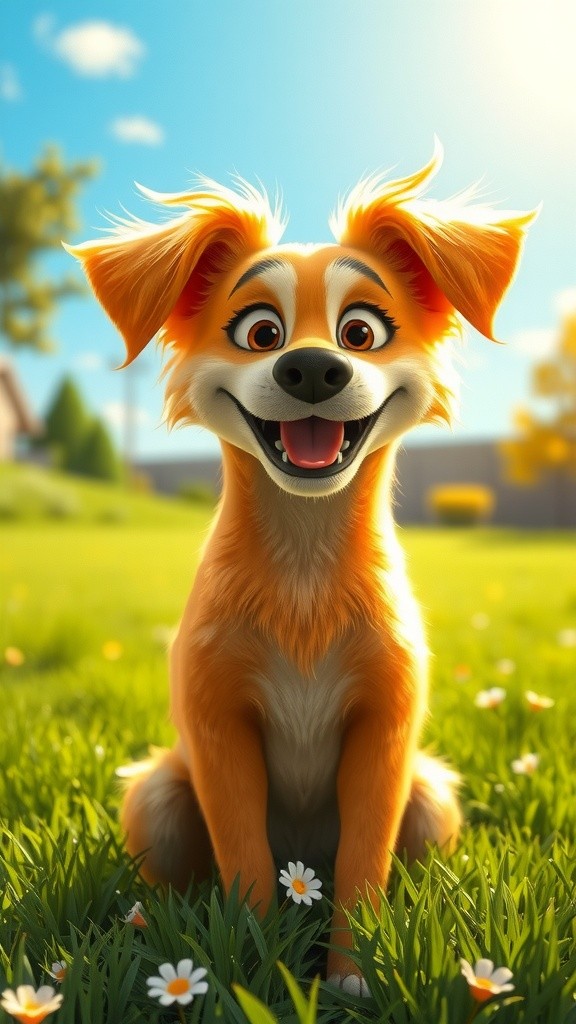 Dog and Child Playing in the Backyard