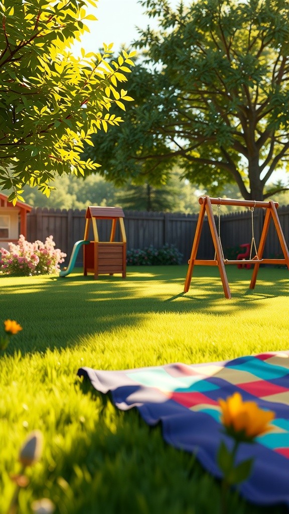 3D Cartoon Kids Playing in Backyard