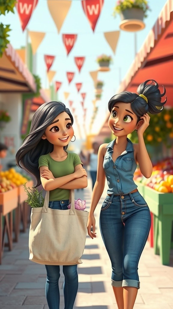 Mother-Daughter Market Shopping Adventure