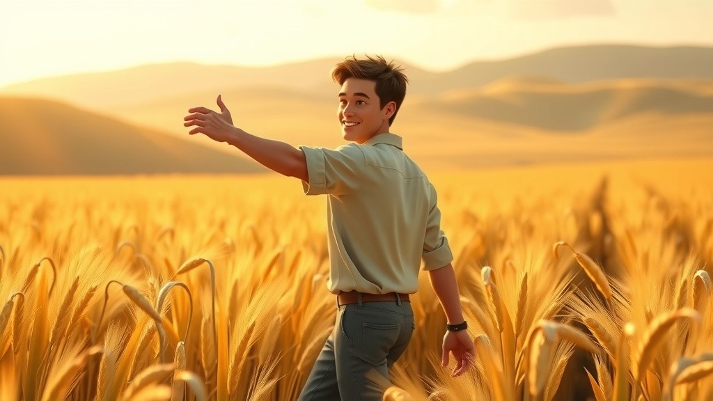 Boy Saves Injured Green Parrot in Wheat Field