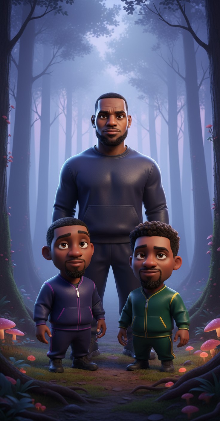 Twilight Teamwork: LeBron and Downsey's Forest Adventure