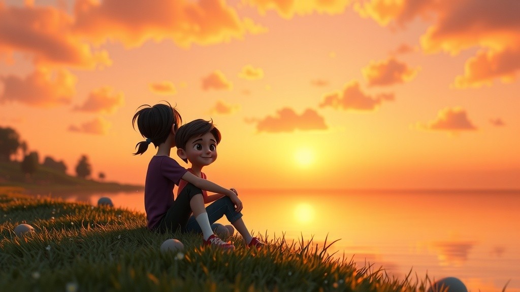 Sunset Serenity: A Friendship in Bloom