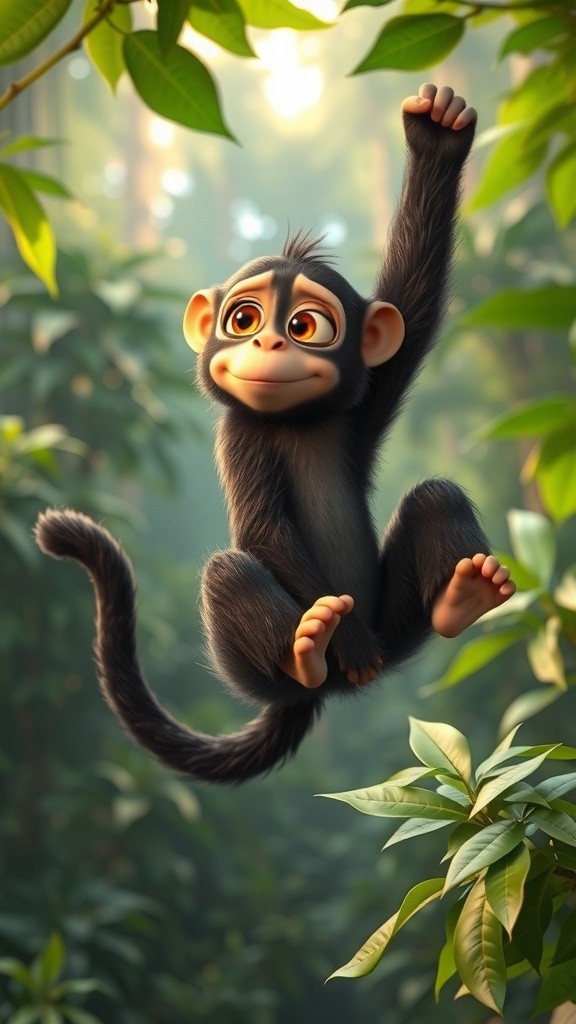 Jungle Antics: Monkeys Tease a Shy Elephant