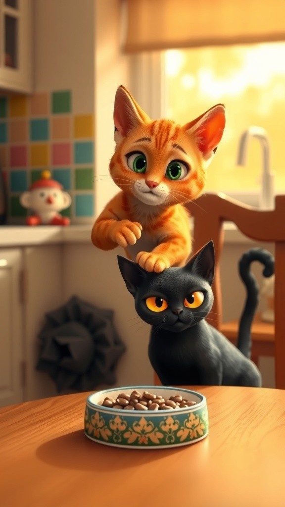 तीन बिल्लियाँ और मछली की कहानी