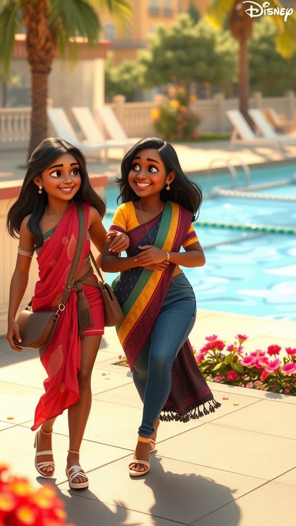 تیراکی کے池 میں 3 لڑکیاں