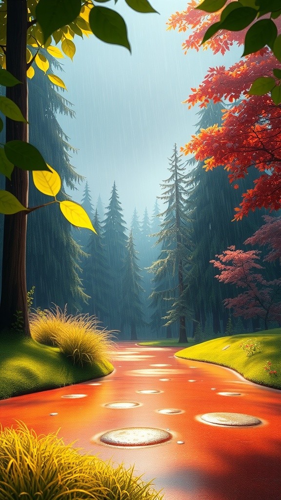 Rabbit and Tortoise Play in the Rain