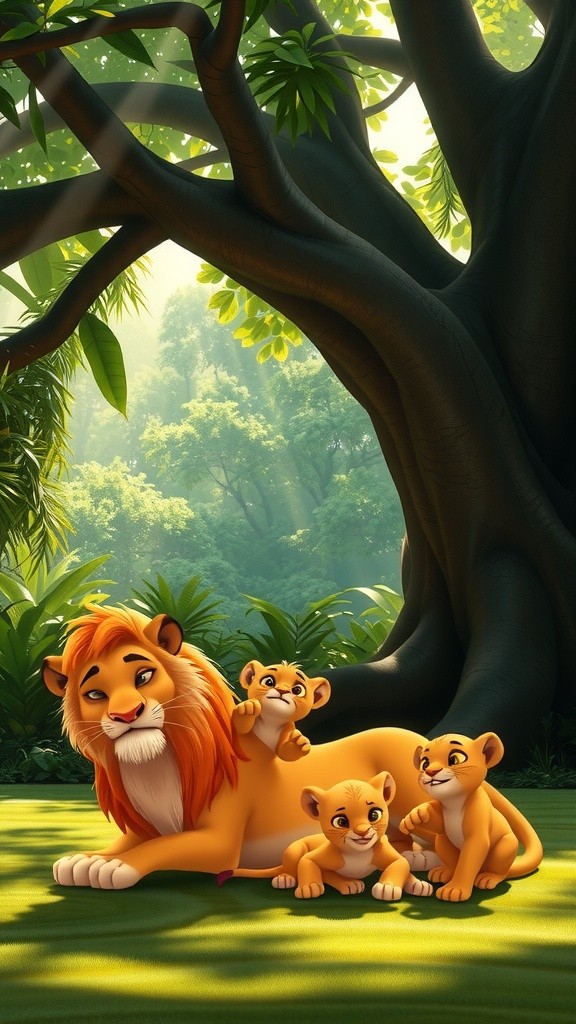 Lion Father Saves Cub in Jungle Playtime