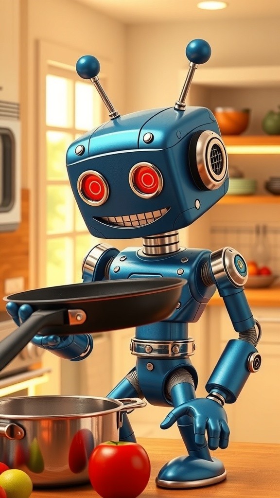 Breakfast Blunders: Sparky the Cooking Robot