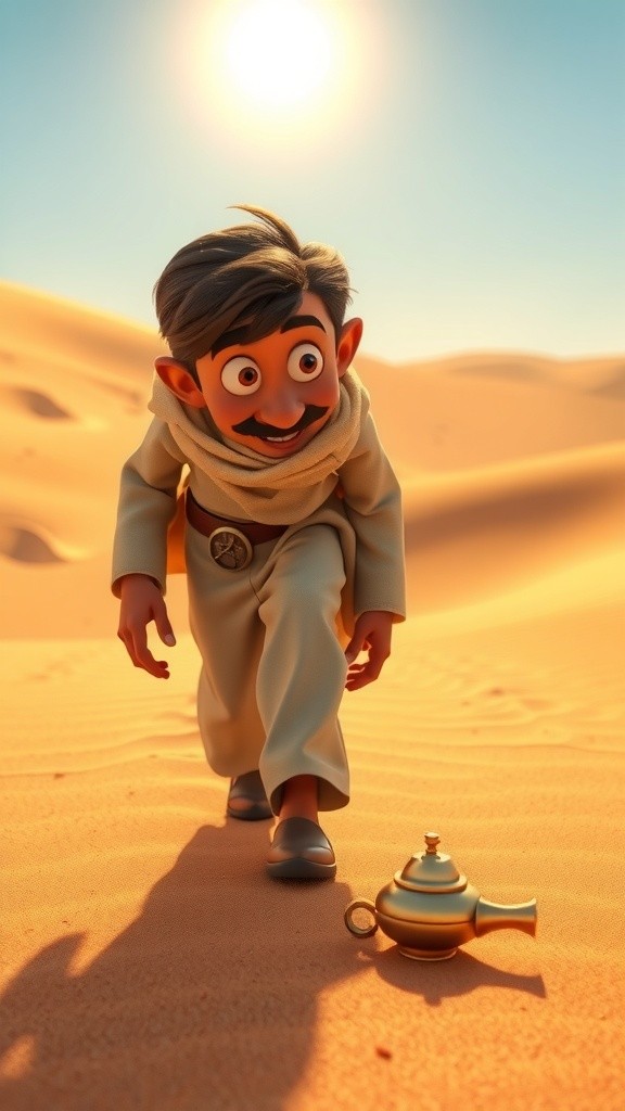 مغامرات الرجل مع الجني والبساط الطائر