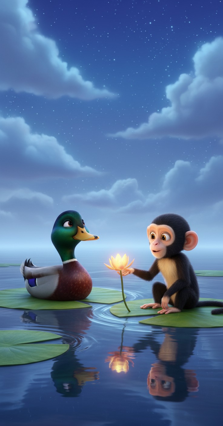 The Monkey and the Baby Duck's Dream: Soaring Together!