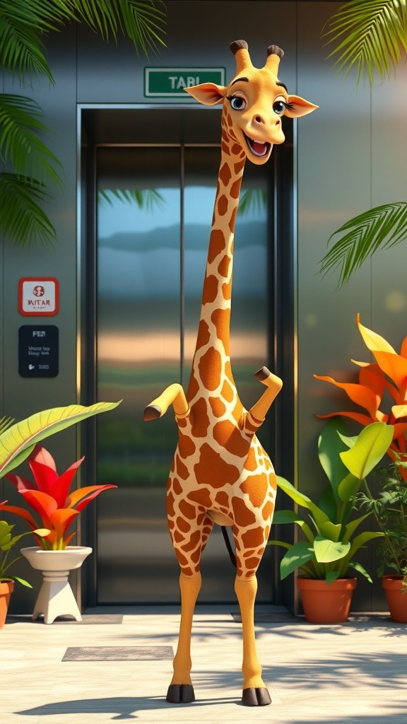 Jeri the Giraffe's Elevator Adventure!