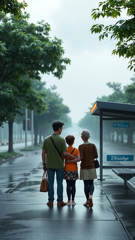 Perpisahan di Halte Bus: Sebuah Kisah Haru Keluarga