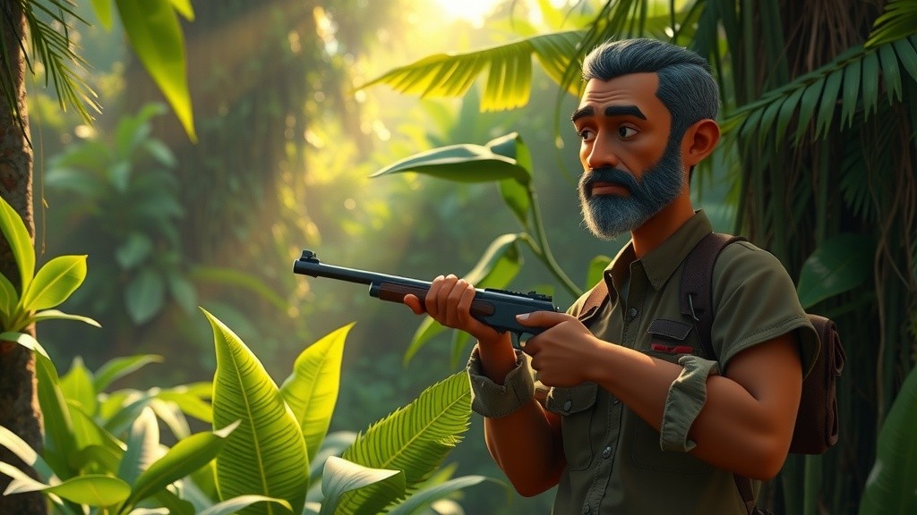 Black Hunter and His Lion Friend