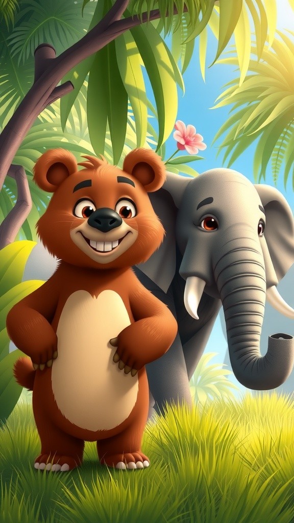 भालू और हाथी की मजबूत दोस्ती