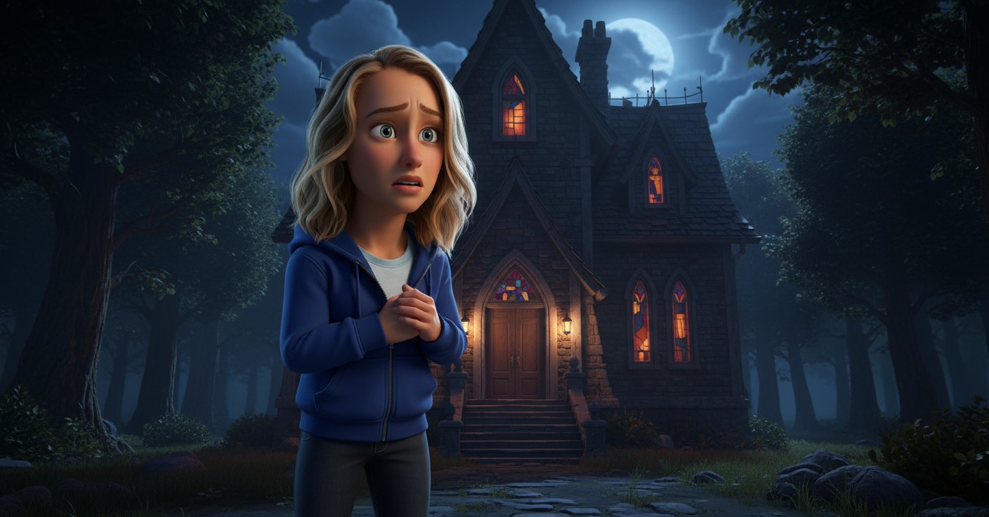 Girl Screaming for Help in Haunted House Chase