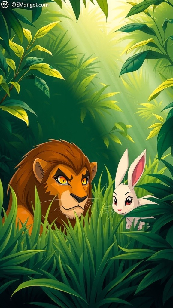 The Lion's Reflection: A Tale of Cleverness and Courage