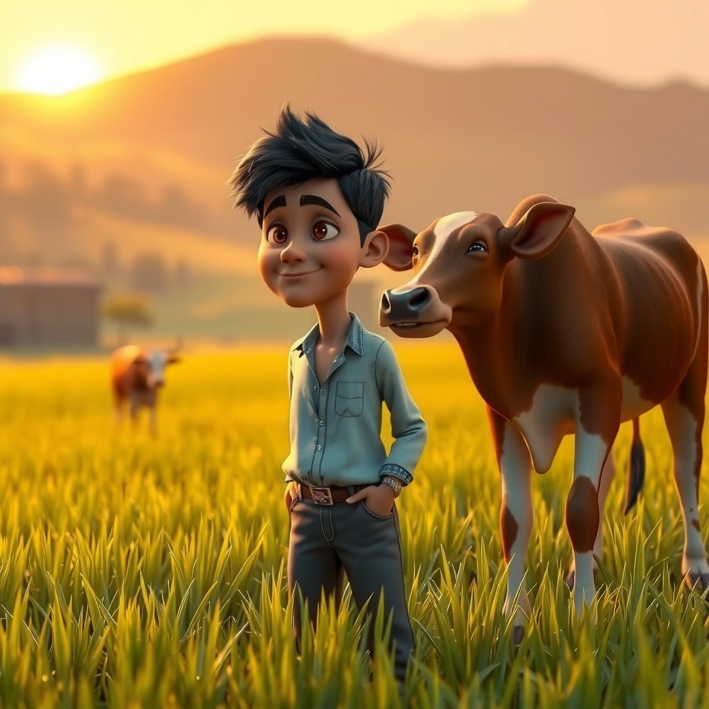 রাখাল ছেলের গরু চরানো