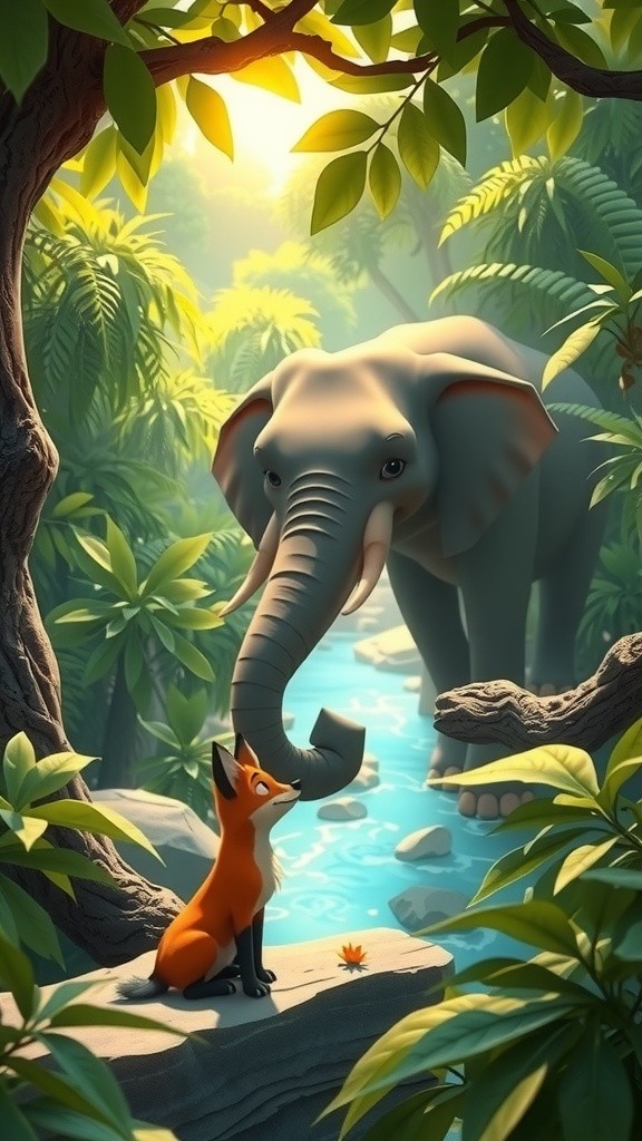 The Clever Fox and the Brave Elephant