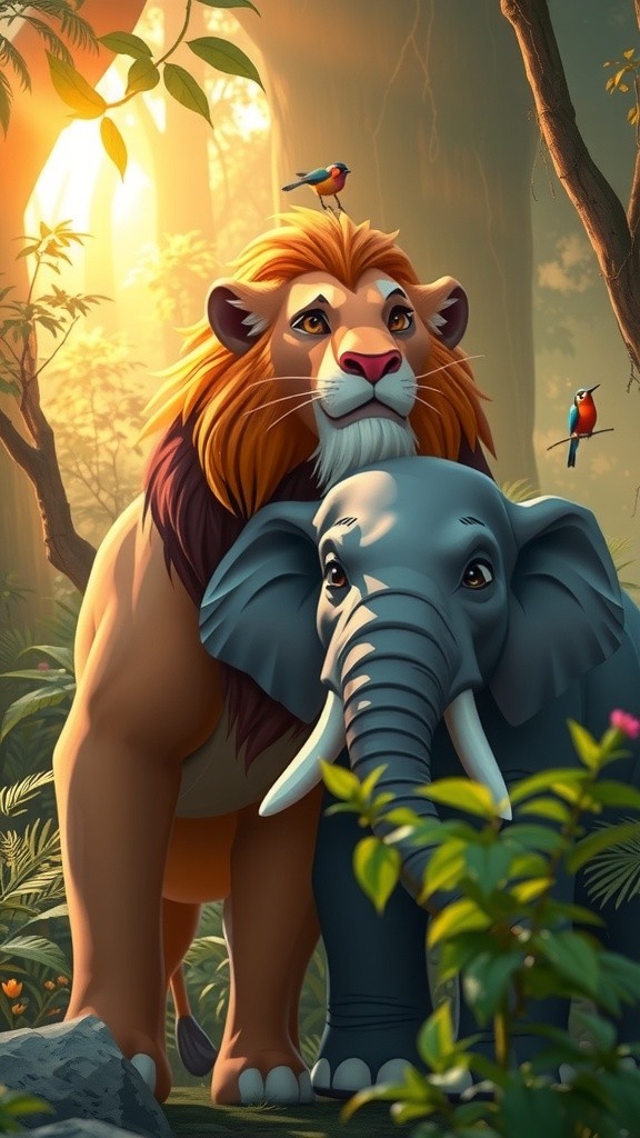 शेर और हाथी की मजेदार दौड़