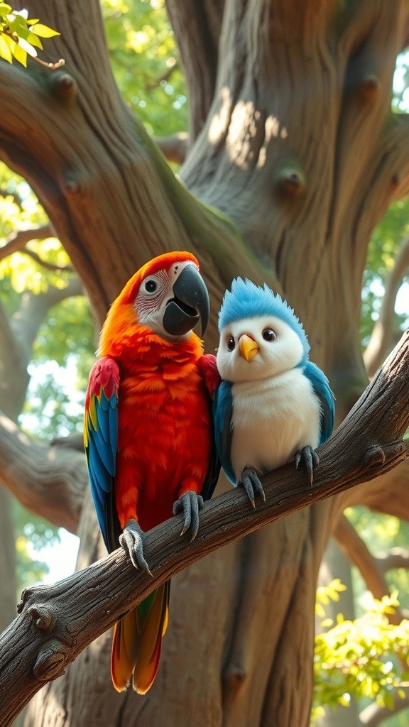 विशेषताएँ और सहयोग: तोता और कबूतर की कहानी