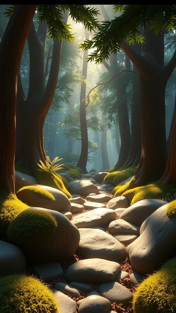 Forest Rhymes with a Little Girl and Rabbit