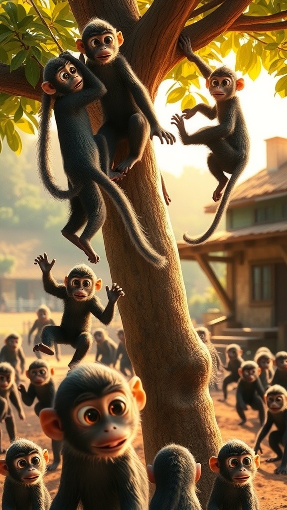 एक बन्दर की नई शुरुआत: दोस्ती और अखरोट