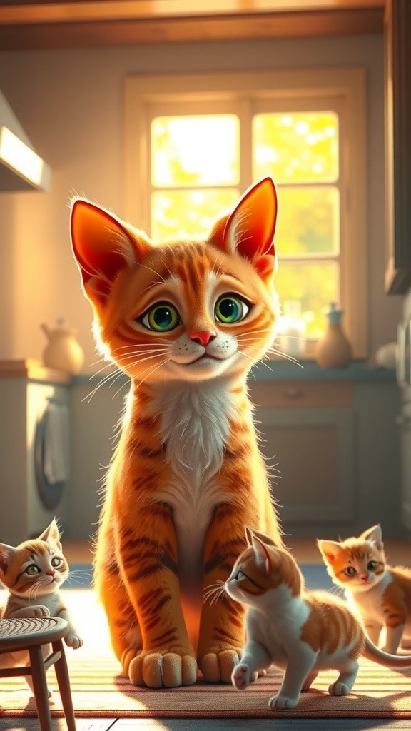 बिल्ली और उसका परिवार खरीदारी के लिए