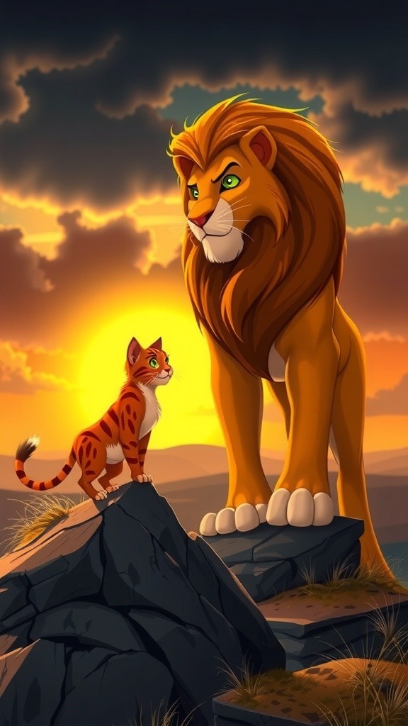 Fierce Confrontation: Cat vs. Lion