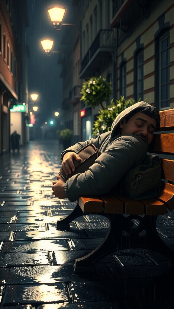 مهاجر مغربي يناجي ذكرياته تحت المطر والبرد