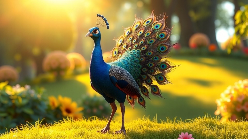الطاووس الجميل وتفاخره بجماله
