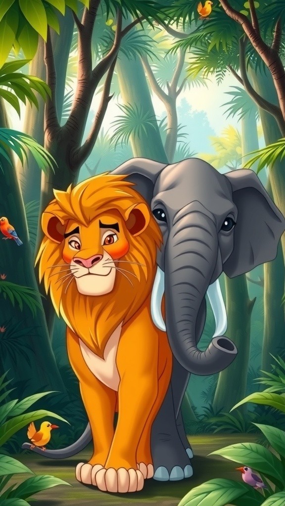 शेर और हाथी की दोस्ती