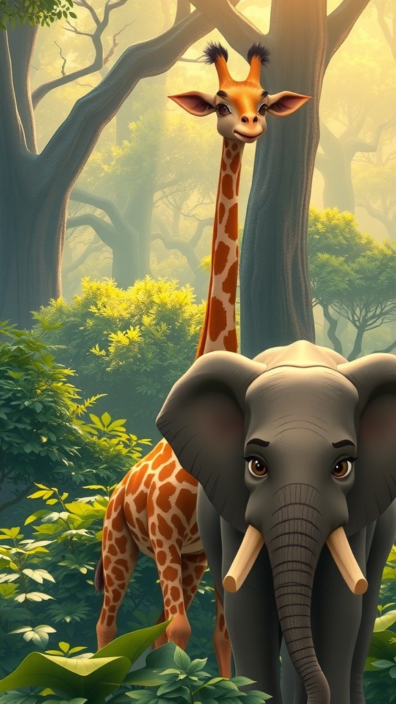जिराफ़ और हाथी की दोस्ती की कहानी