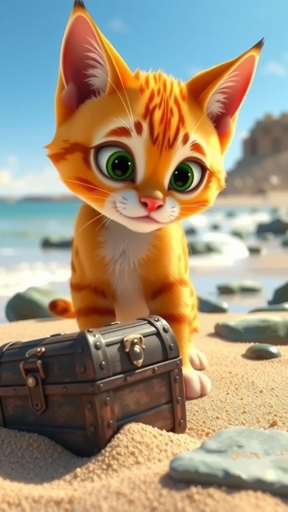 Kittens' Beach Adventure: Treasure, Tumbles, and Tides!