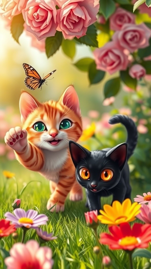 Crying Cat in the Garden with Brother