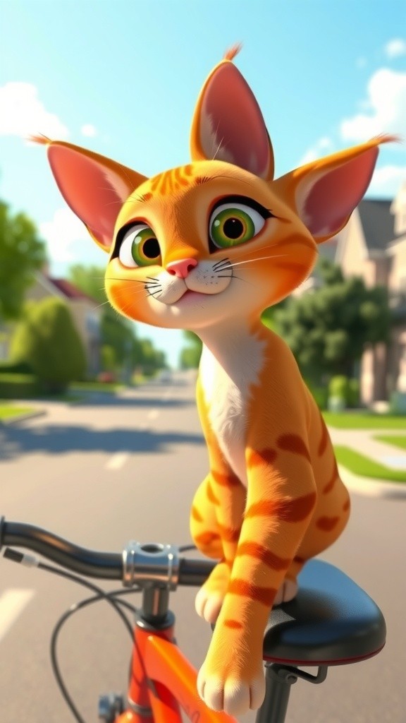 Cat Riding a Bike